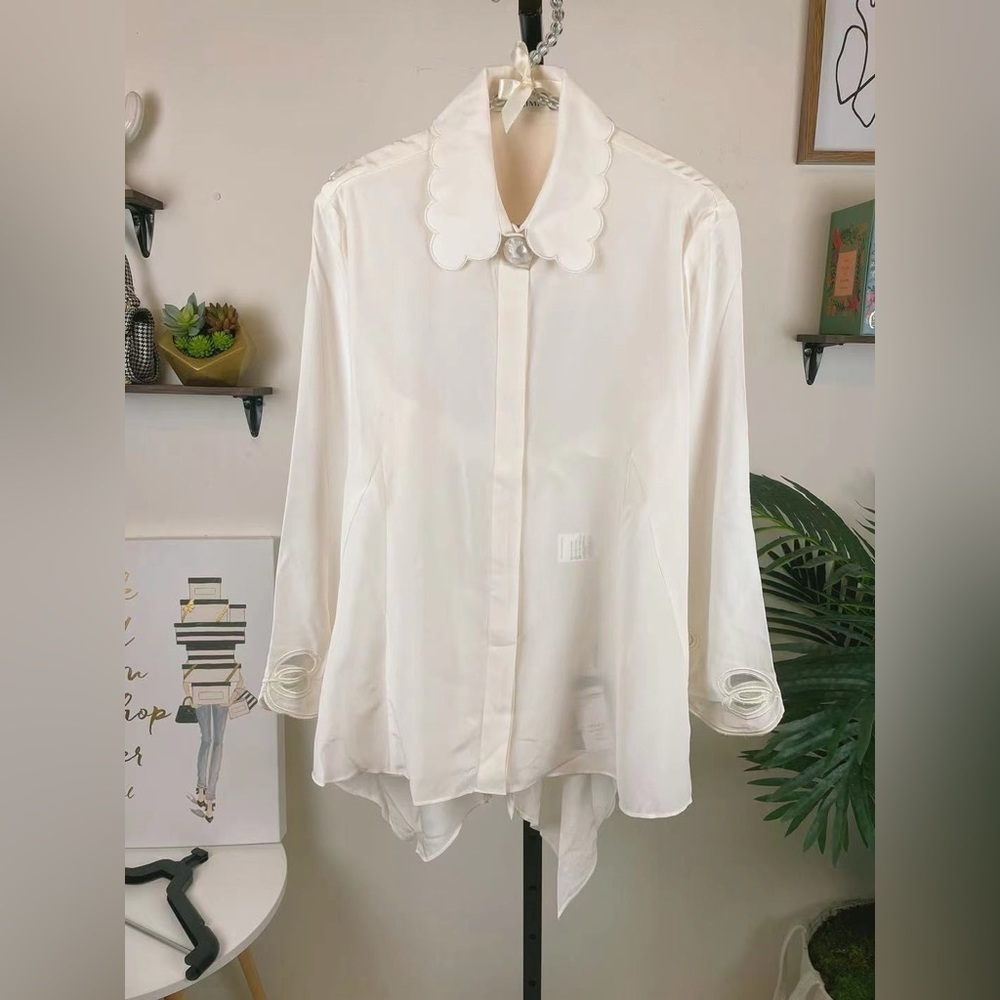 J.ING Off White Silk Blouse Top - Picture 2 of 6